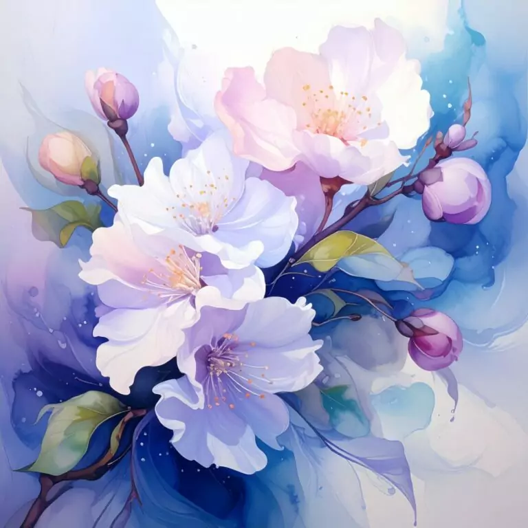 Kirschzweig – Gouache/Aquarell